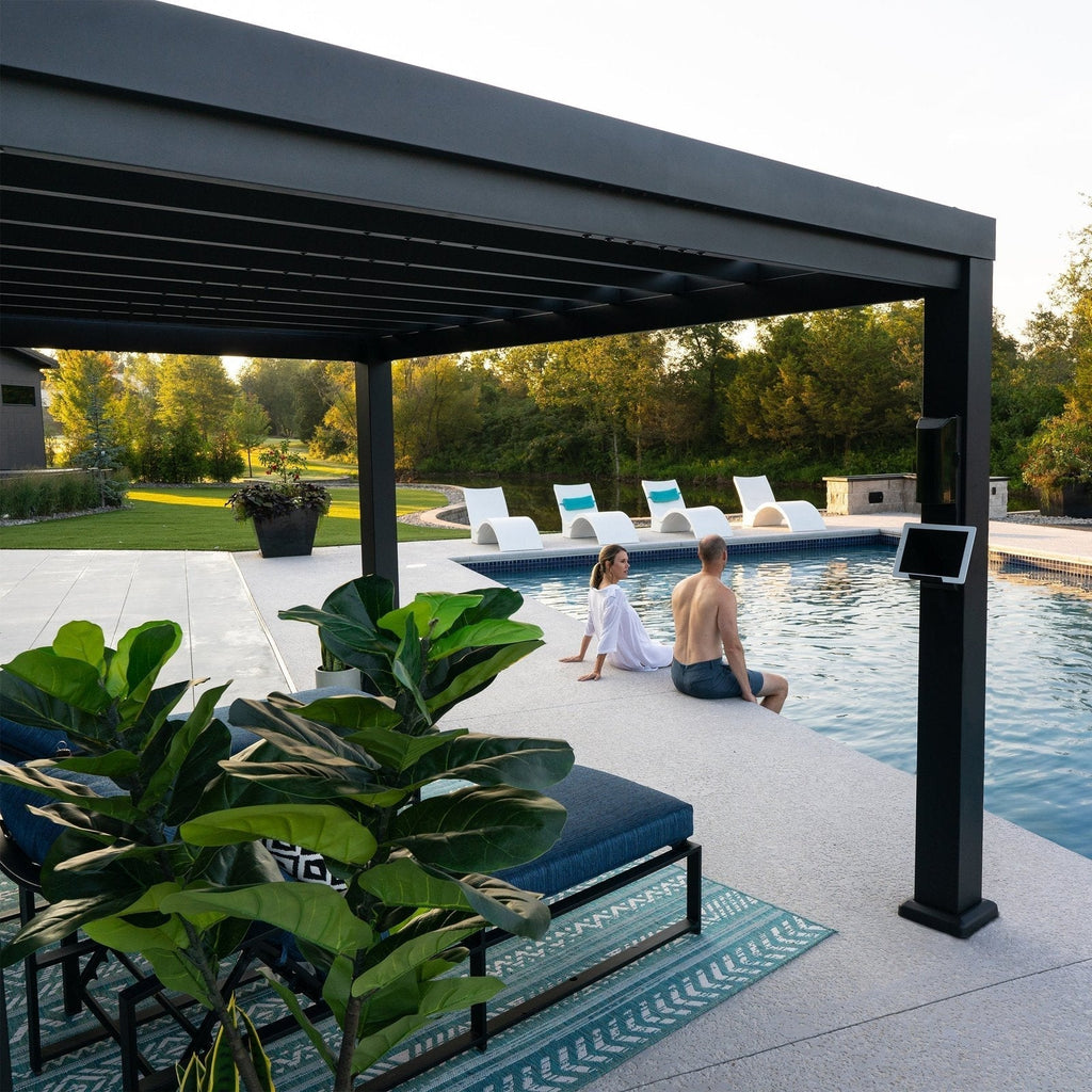 14×12 Trenton Modern Steel Pergola With Sail Shade Soft Canopy