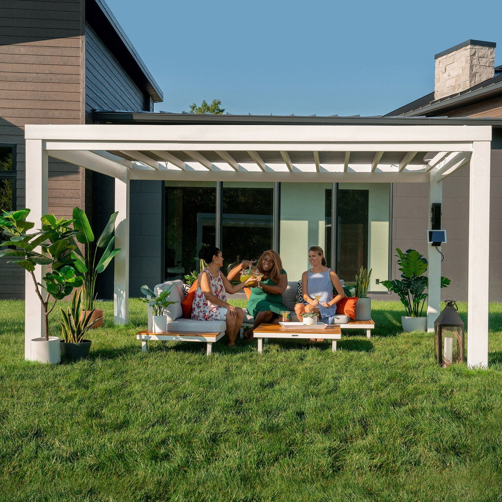 14×12 Windham Modern Steel Pergola With Sail Shade Soft Canopy
