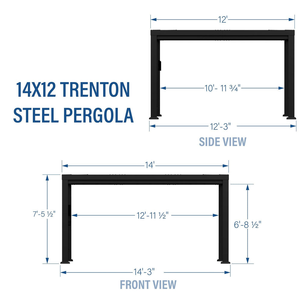 14×12 Trenton Modern Steel Pergola With Sail Shade Soft Canopy