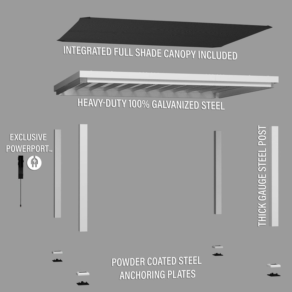 14×12 Windham Modern Steel Pergola With Sail Shade Soft Canopy