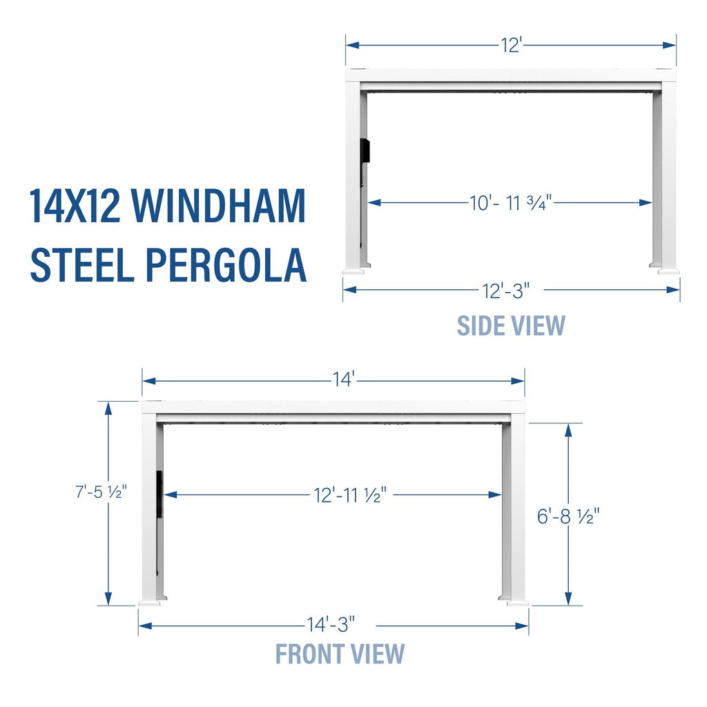 14×12 Windham Modern Steel Pergola With Sail Shade Soft Canopy