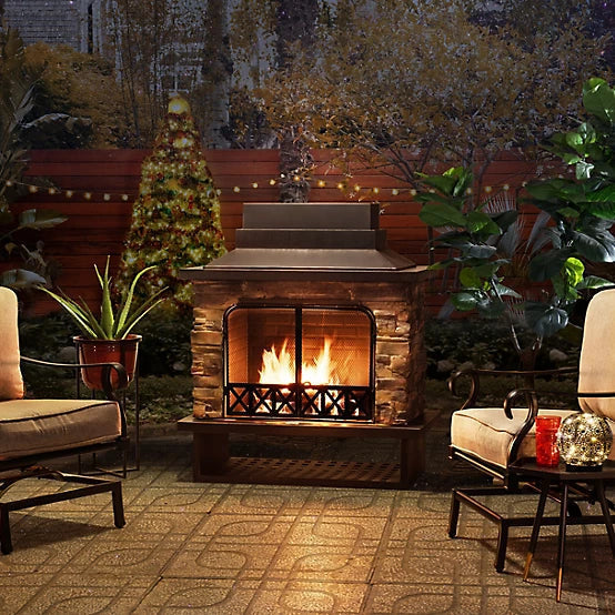 Sunjoy Canyon Wood-Burning Fireplace, Heats 2.14 sq. ft.