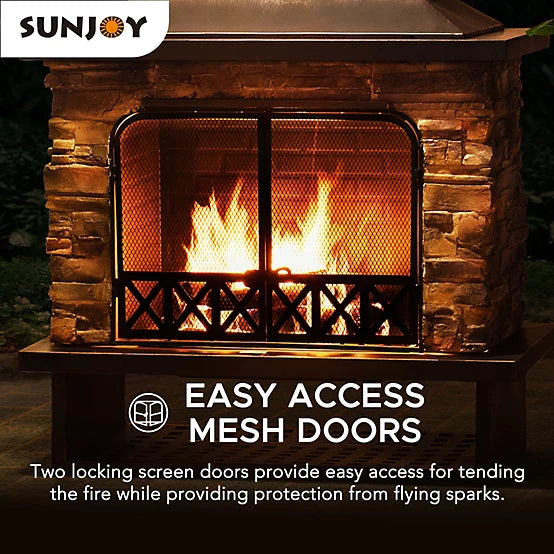 Sunjoy Canyon Wood-Burning Fireplace, Heats 2.14 sq. ft.
