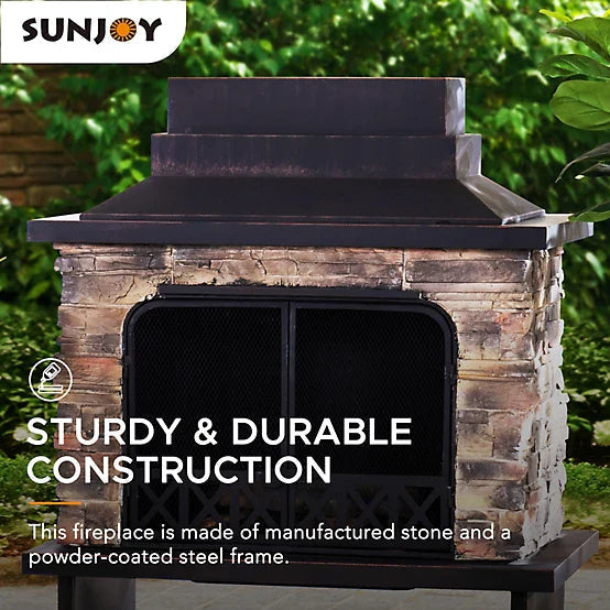Sunjoy Canyon Wood-Burning Fireplace, Heats 2.14 sq. ft.