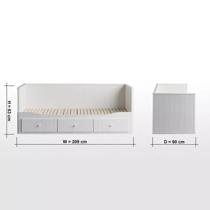 Taylor Extendable Daybed with Mattress and Storage - 80-160x200 cm