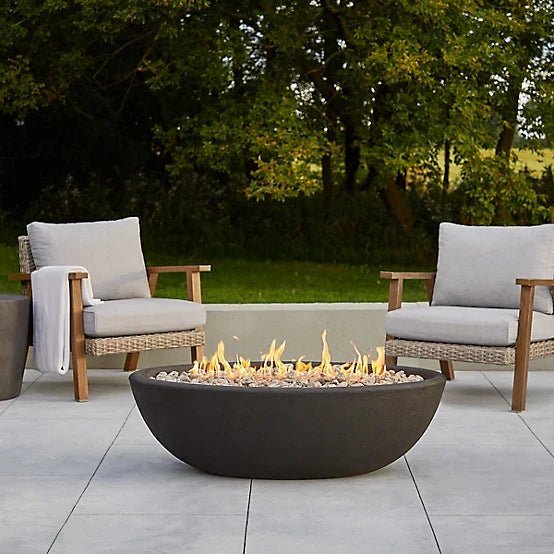 Real Flame 48.25 in. x 28.25 in. Riverside Oval Propane Gas Fire Bowl, Shale