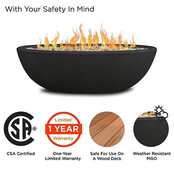 Real Flame 48.25 in. x 28.25 in. Riverside Oval Propane Gas Fire Bowl, Shale