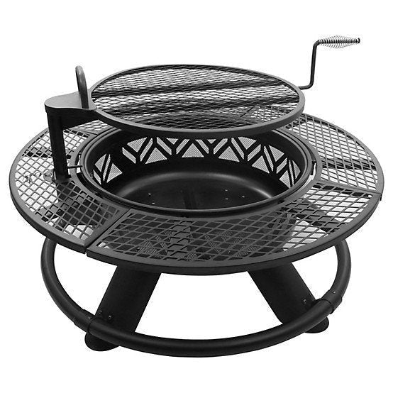 Red Mountain Valley 47 in. Wood-Burning Fire Pit with Adjustable BBQ Grate, Geometric