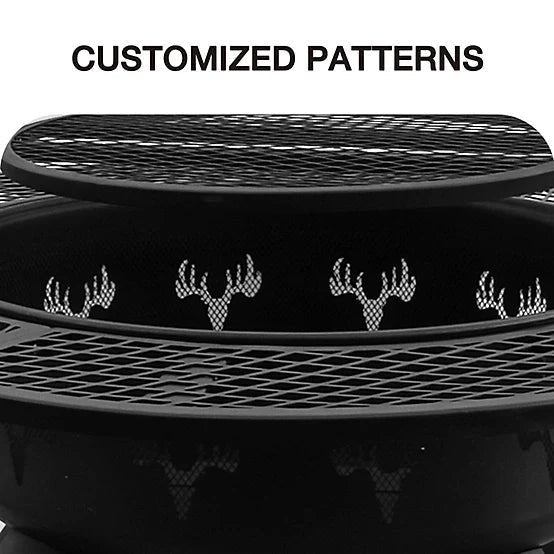 Red Mountain Valley 47 in. Wood-Burning Fire Pit with Adjustable BBQ Grate, Deer Head