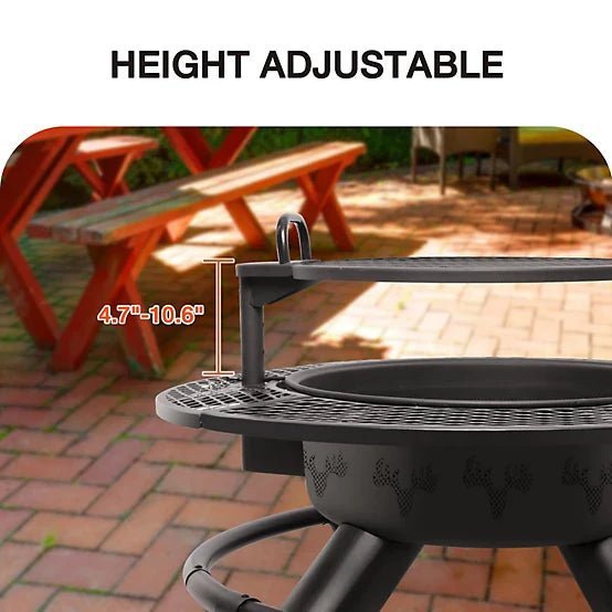 Red Mountain Valley 47 in. Wood-Burning Fire Pit with Adjustable BBQ Grate, Deer Head
