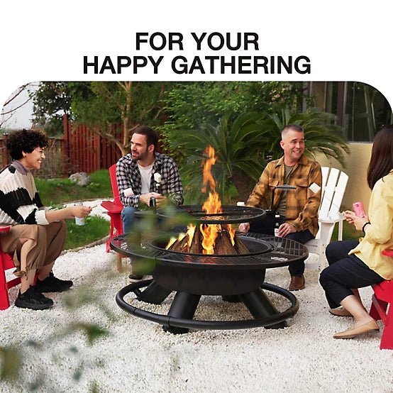 Red Mountain Valley 47 in. Wood-Burning Fire Pit with Adjustable BBQ Grate, Deer Head