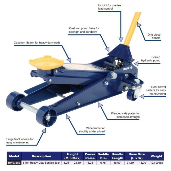 Hein-Werner 3-Ton Heavy-Duty Service Jack