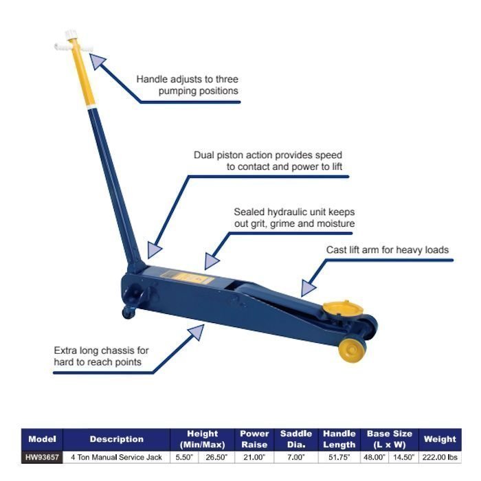 Hein-Werner 4-Ton Long Chassis Service Jack