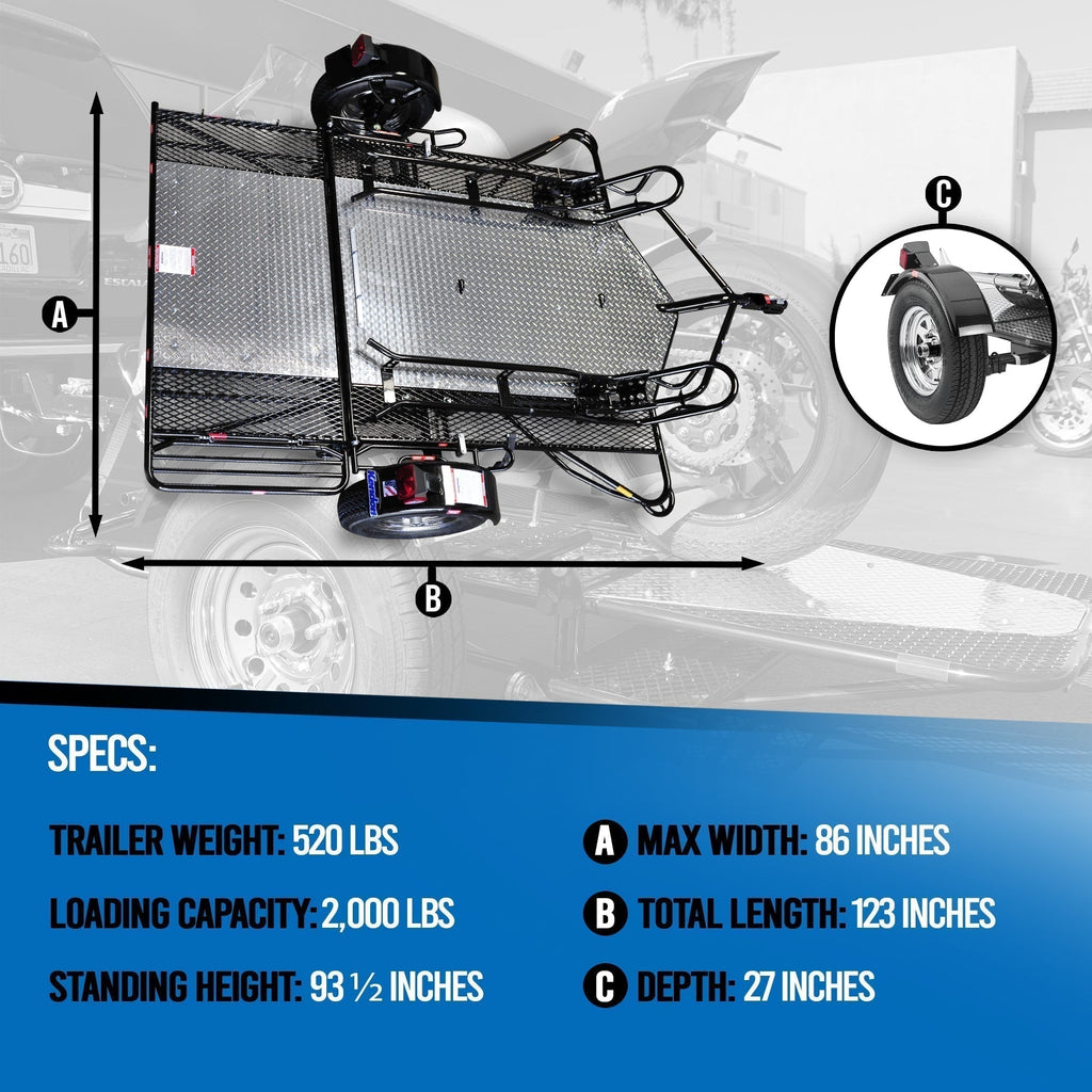 Go! Series Dual Rail Ride-Up Folding Motorcycle Trailer Discounted
