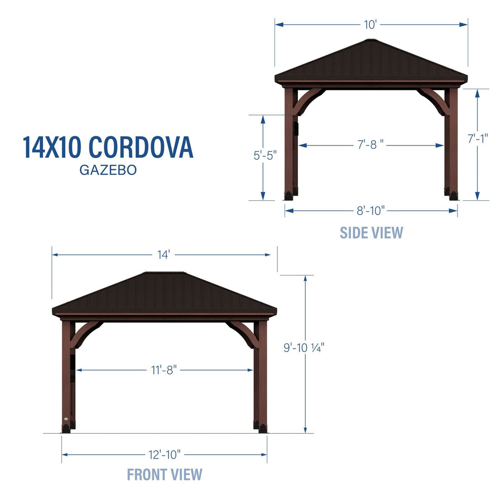 14×10 Cordova Gazebo-Dark Brown