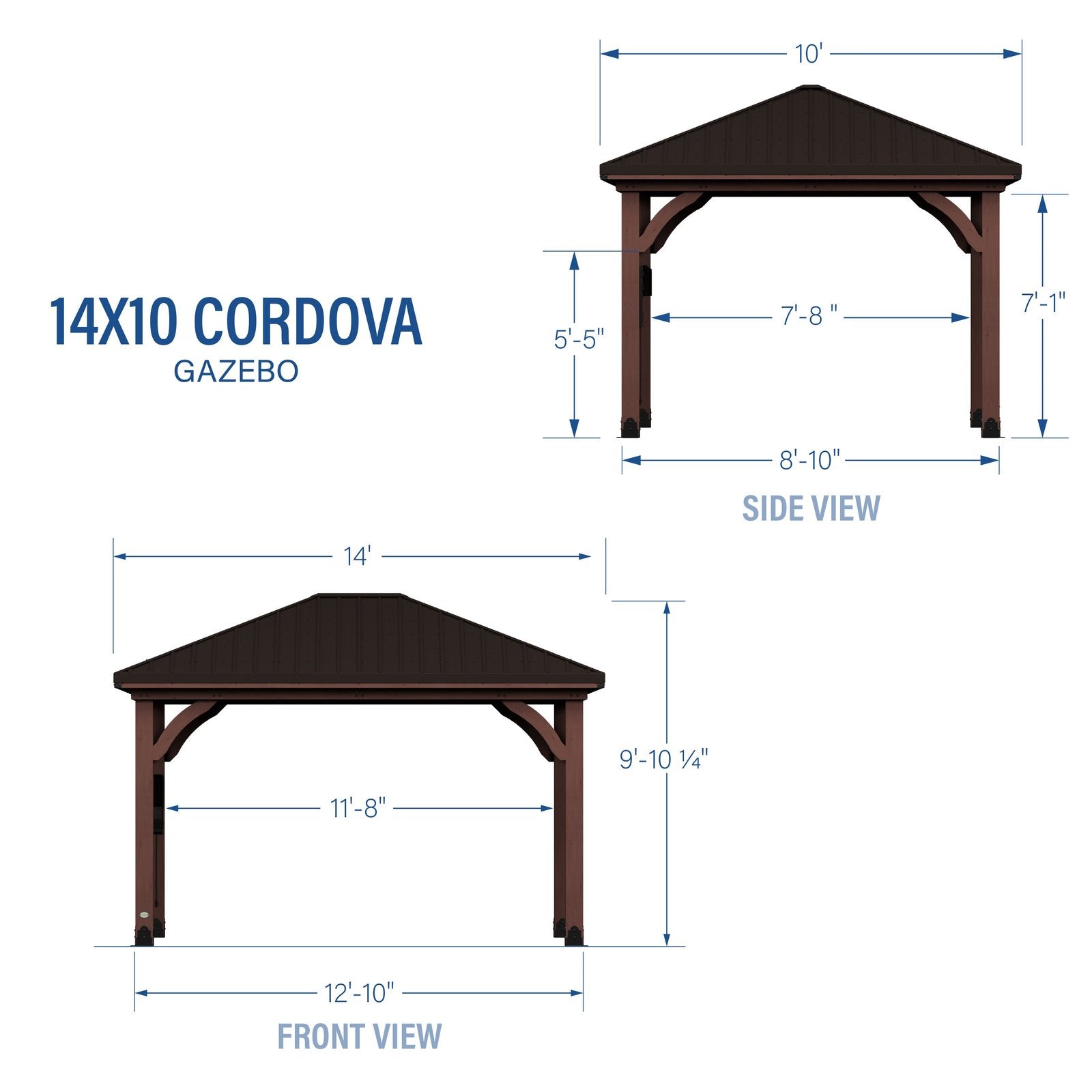 14×10 Cordova Gazebo-Dark Brown