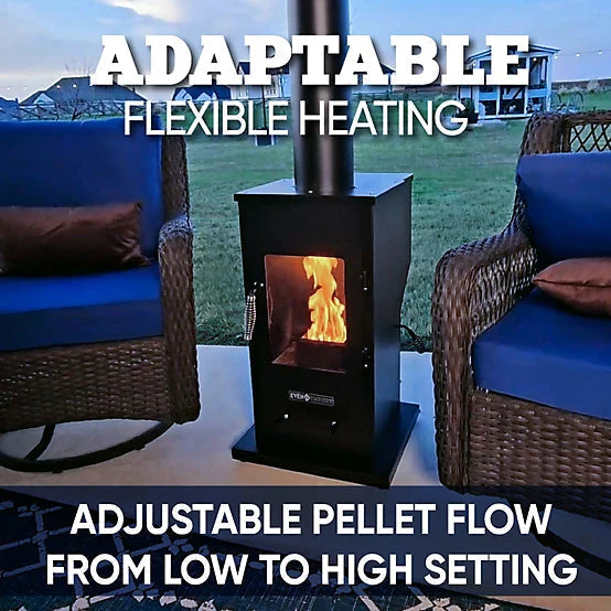 Even Embers Pellet-Fueled Patio Heater with 1 Glass Panel, 100 sq. ft., 70,000 BTU