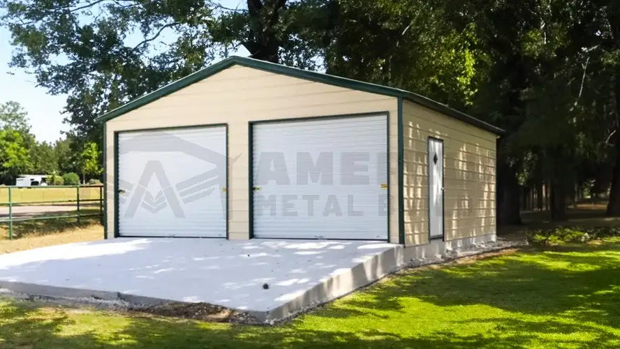 24x20x10 Two Car Steel Garage