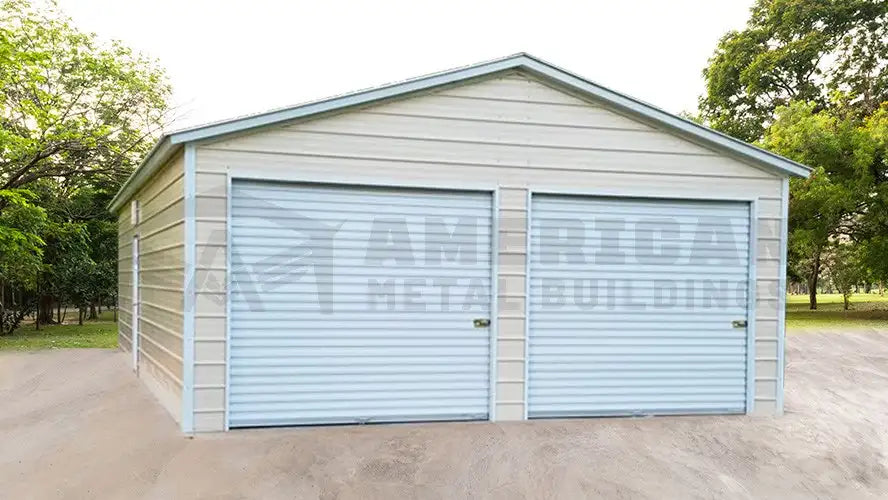 24x25x10 Two Car Vertical Garage | Metal Workshops