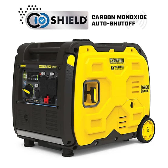 New!Champion Power Equipment 5500Watt Wireless Remote Start RV Ready Portable Inverter Generator with Quiet Technology & CO Shield