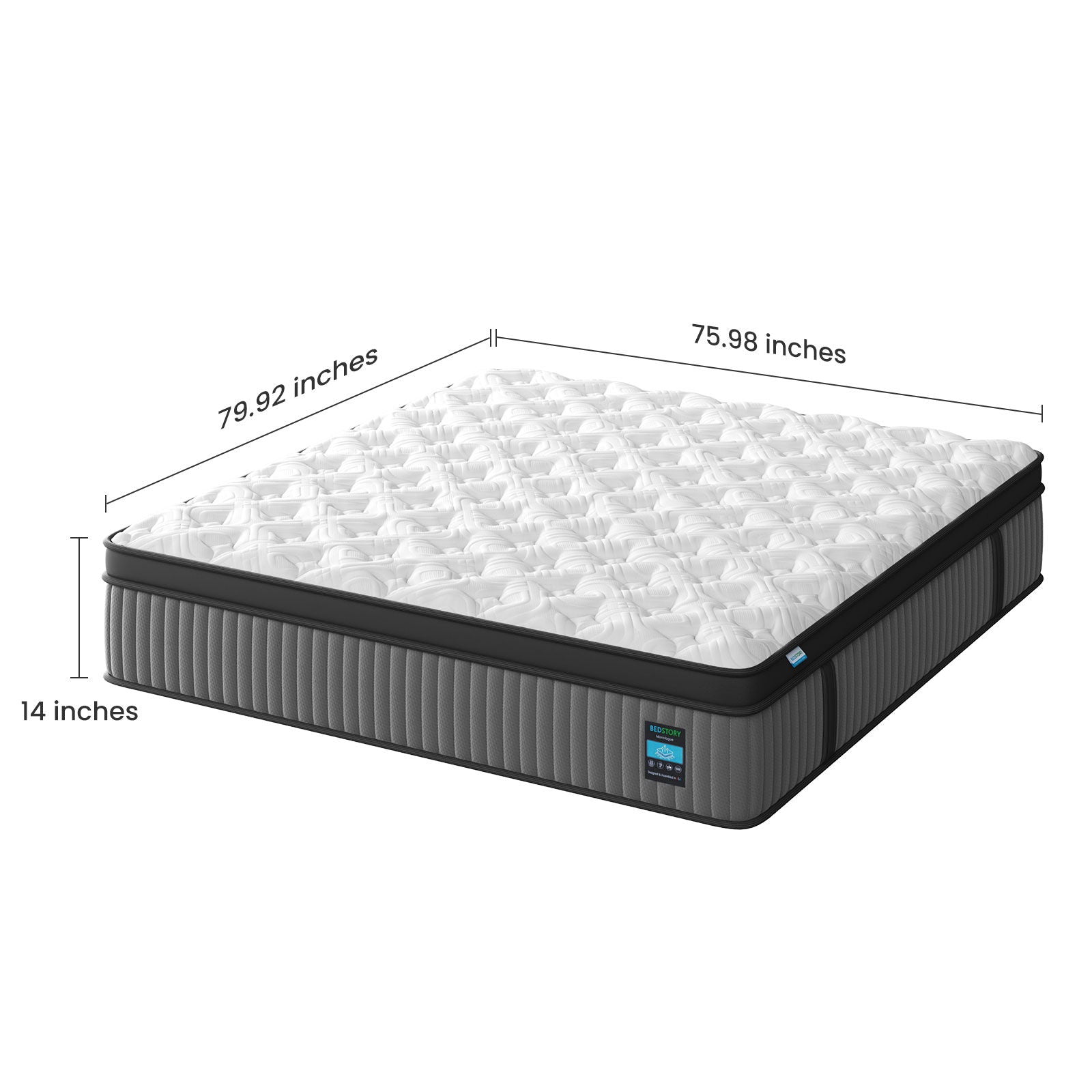 14" King Hybrid Mattress, Memory Foam & Pocket Spring Bed