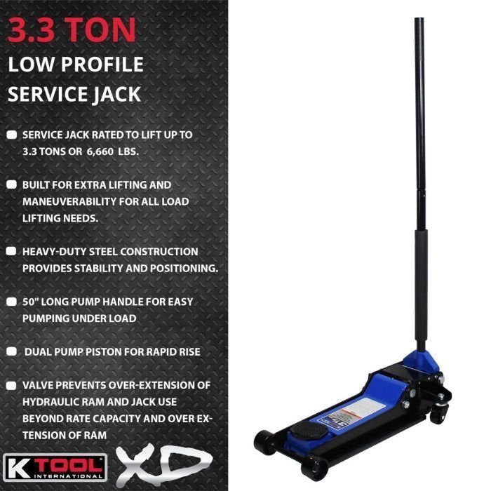 K Tool Heavy-Duty Low-Profile 3.33 Ton Floor Jack