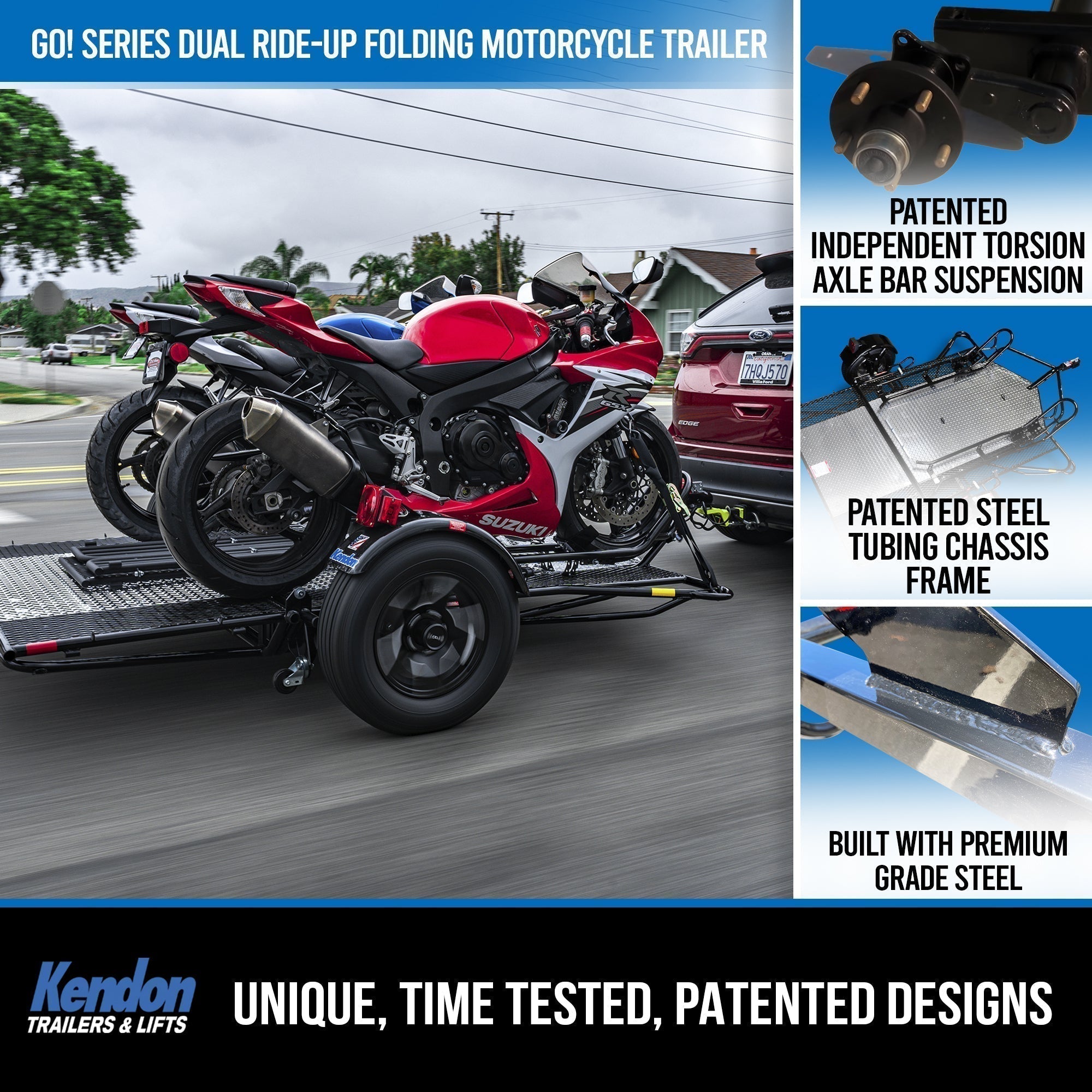 Go! Series Dual Rail Ride-Up Folding Motorcycle Trailer Discounted