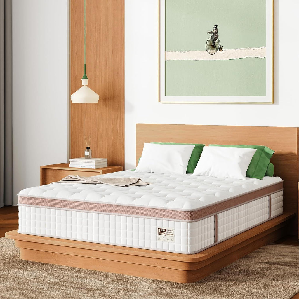 14" King Size Firm Hybrid Mattress with Gel Memory Foam and Pocket Springs