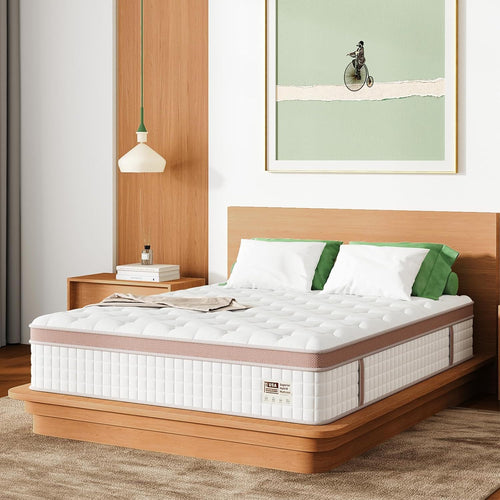 14" King Size Firm Hybrid Mattress with Gel Memory Foam and Pocket Springs