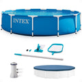 INTEX 12' x 30" Metal Frame Above Ground Pool, Filter, Cover, & Maintenance Kit