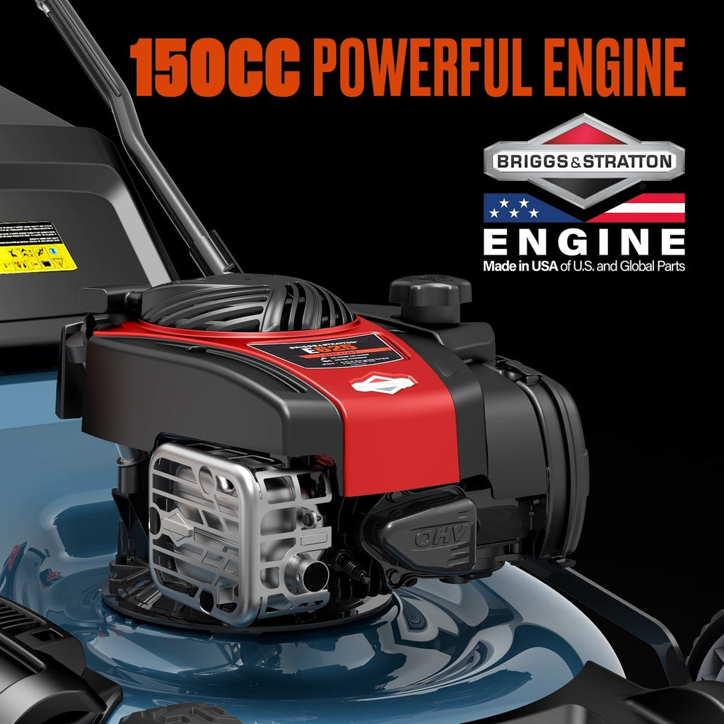 SENIX Self-Propelled Gas Lawn Mower, 22in Cutting Blade / 23in Cutting Deck, 150 cc 4-Cycle Made in Briggs & Stratton Engine , 3-In-1, 6-Position Adjustment, 11in Rear Wheels, LSSG-H3
