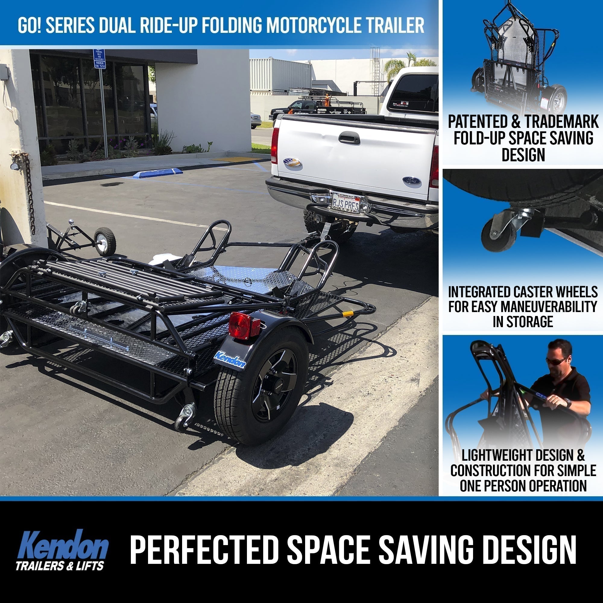 Go! Series Dual Rail Ride-Up Folding Motorcycle Trailer Discounted