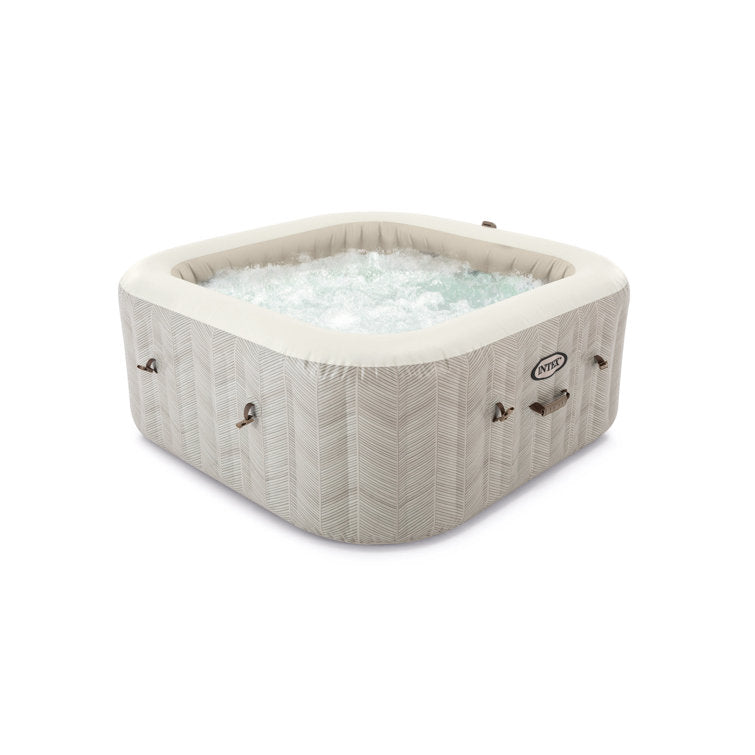 4-person 140 Jet Vinyl Square Inflatable Hot Tub in Off White