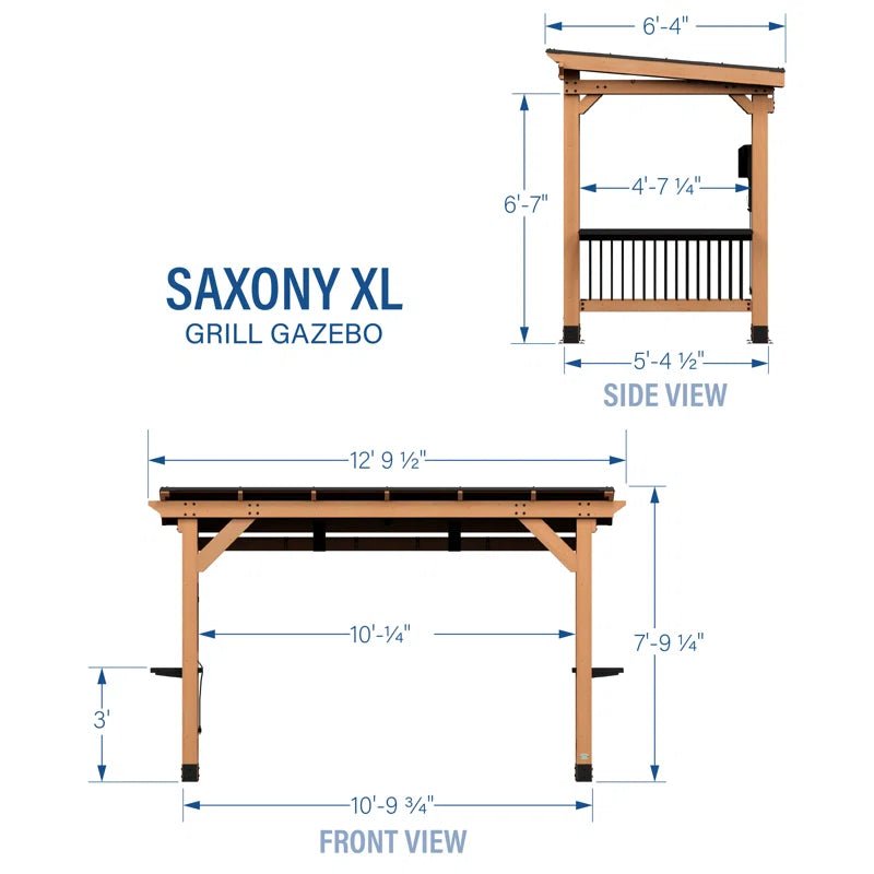 Saxony Xl 13 Ft. W X 6.5 Ft. D Solid Wood Grill Gazebo