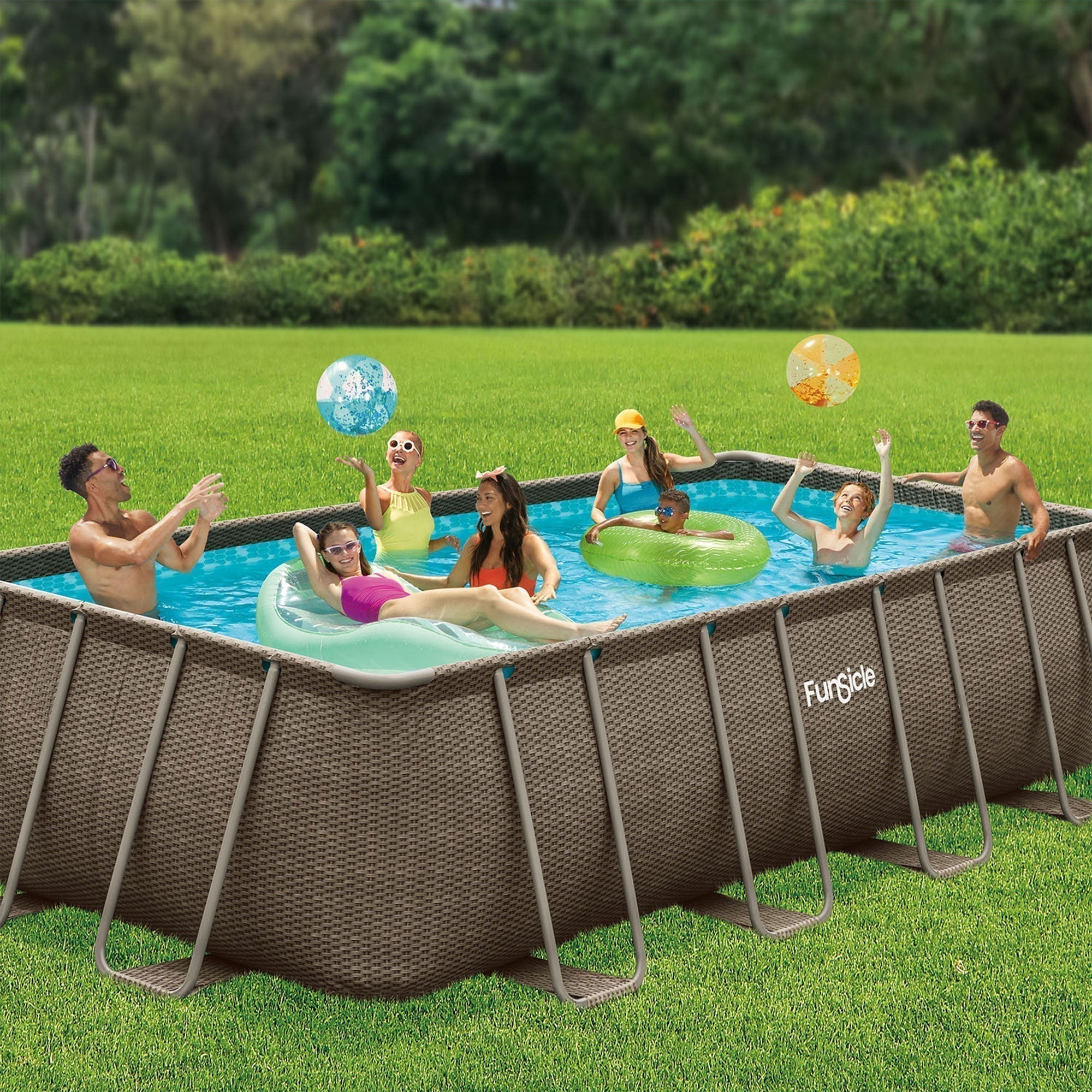 Funsicle 18'x9'x52" Oasis Rectangular Swimming Pool Set with 18' Cover