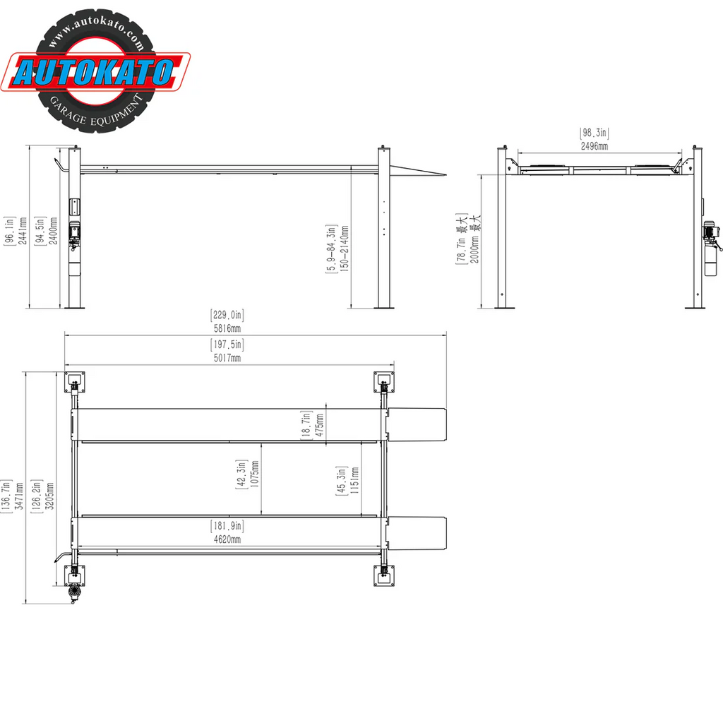 4H110 Four Post Vehicle Lift 11000lbs By KaTool