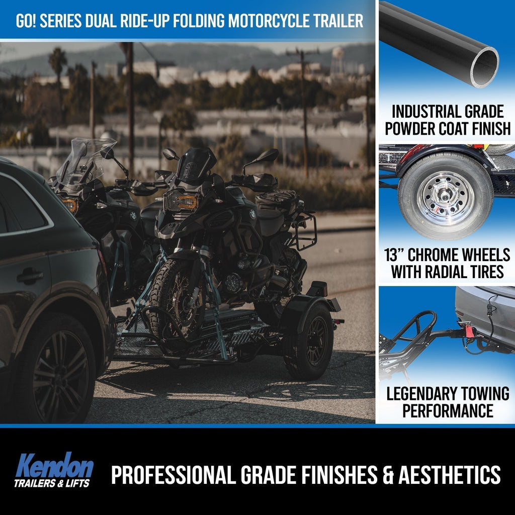 Go! Series Dual Rail Ride-Up Folding Motorcycle Trailer Discounted