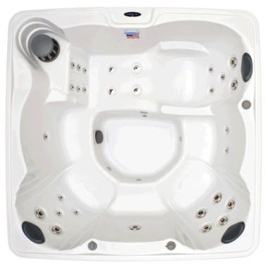 Luxuria Spas 7 – Person 100 – Jet Acrylic RectangularHot Tub with Bluetooth Speakers and Ozonator in Mocha