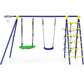 Ultimate 5-In-1 Outdoor Kids Swing Set with Sturdy A-Frame Metal Construction and Secure Ground Stakes