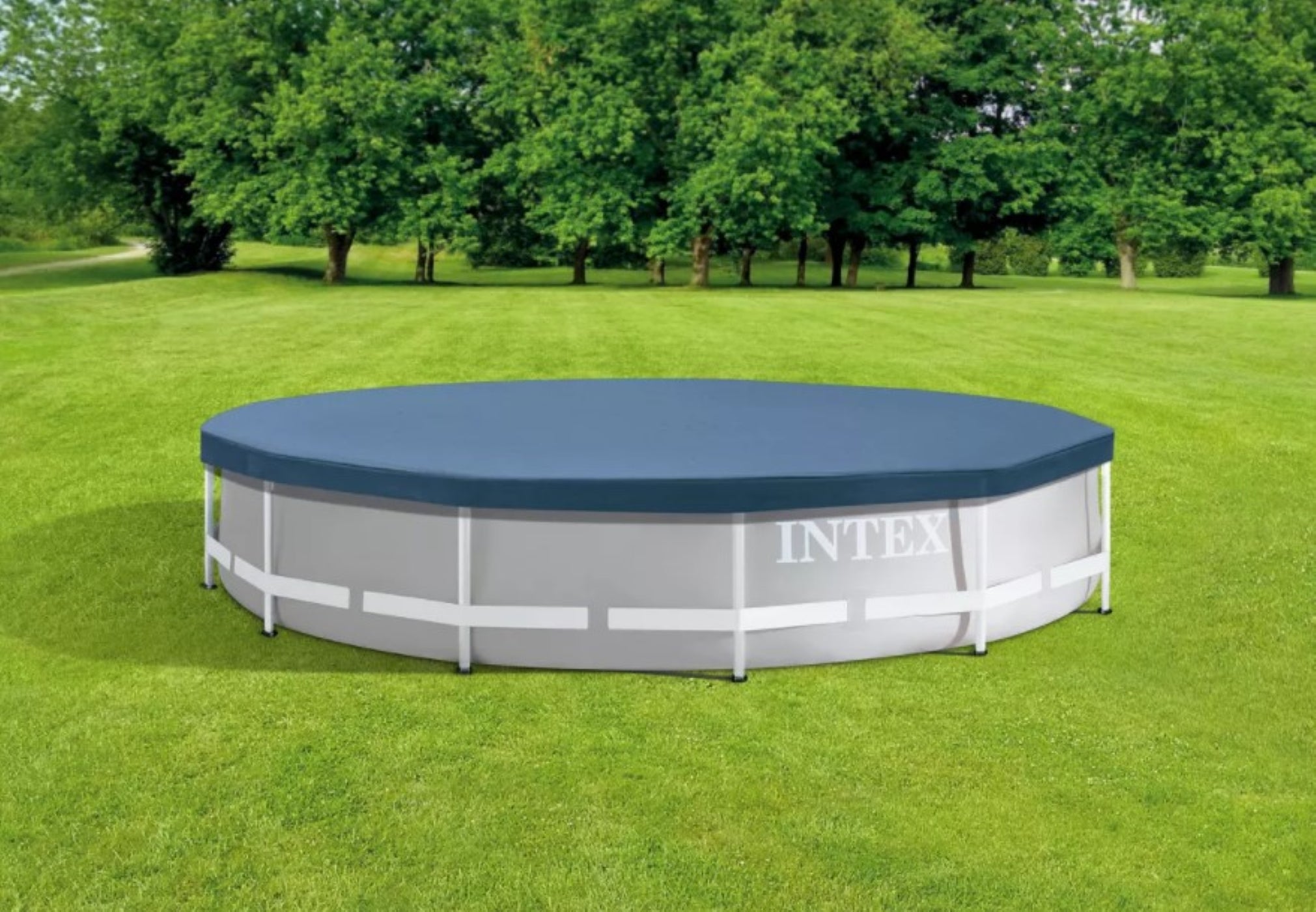 Intex 12-Foot Round Metal Frame Above Ground Swimming Pool Debris Cover
