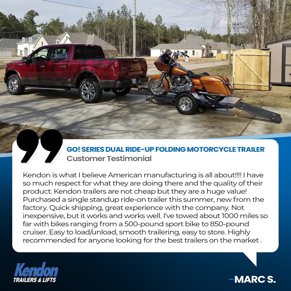 Go! Series Dual Rail Ride-Up Folding Motorcycle Trailer Discounted