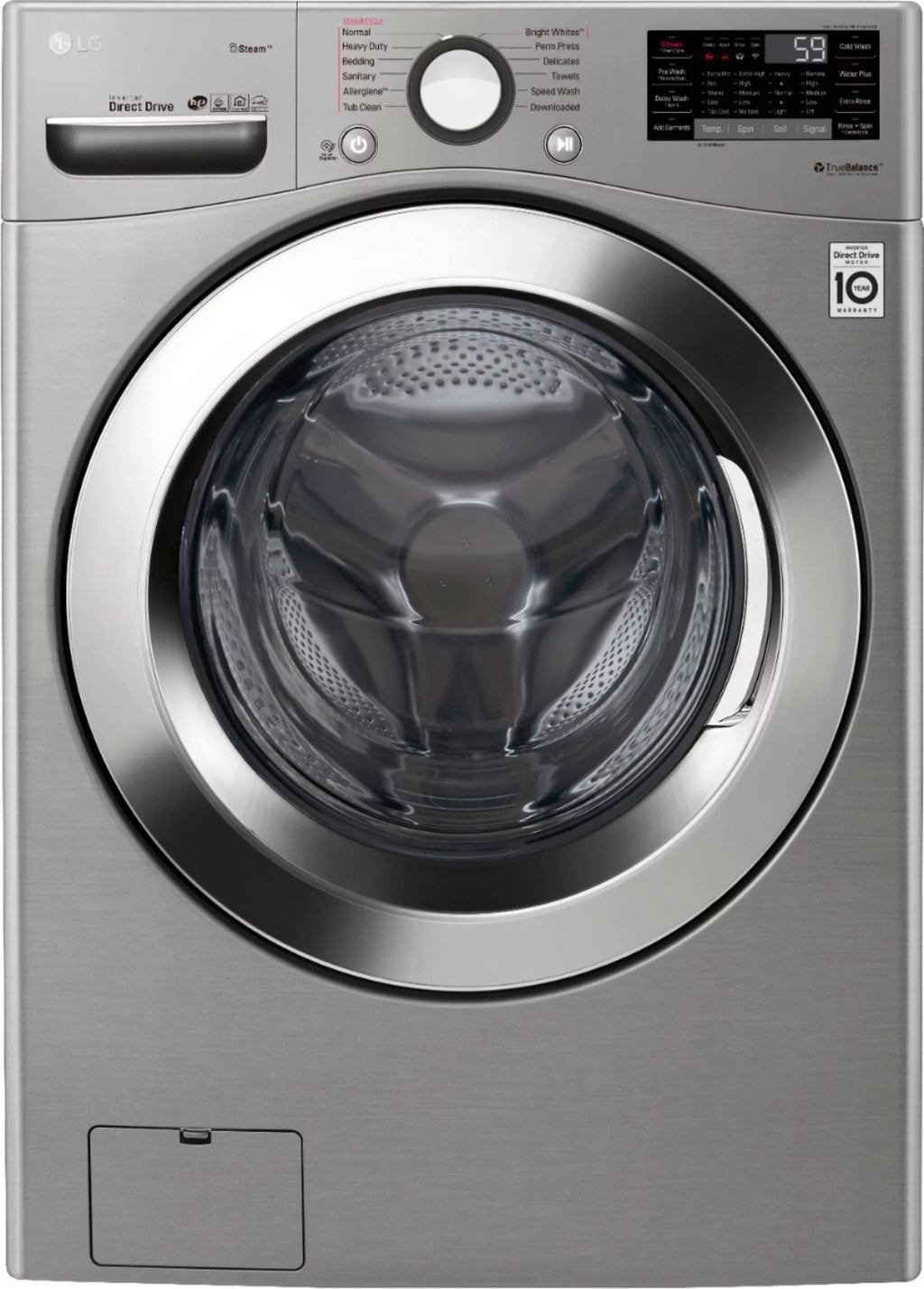 LG – 4.5 Cu. Ft. High-Efficiency Stackable Smart Front Load Washer with Steam and 6Motion Technology – Graphite steel