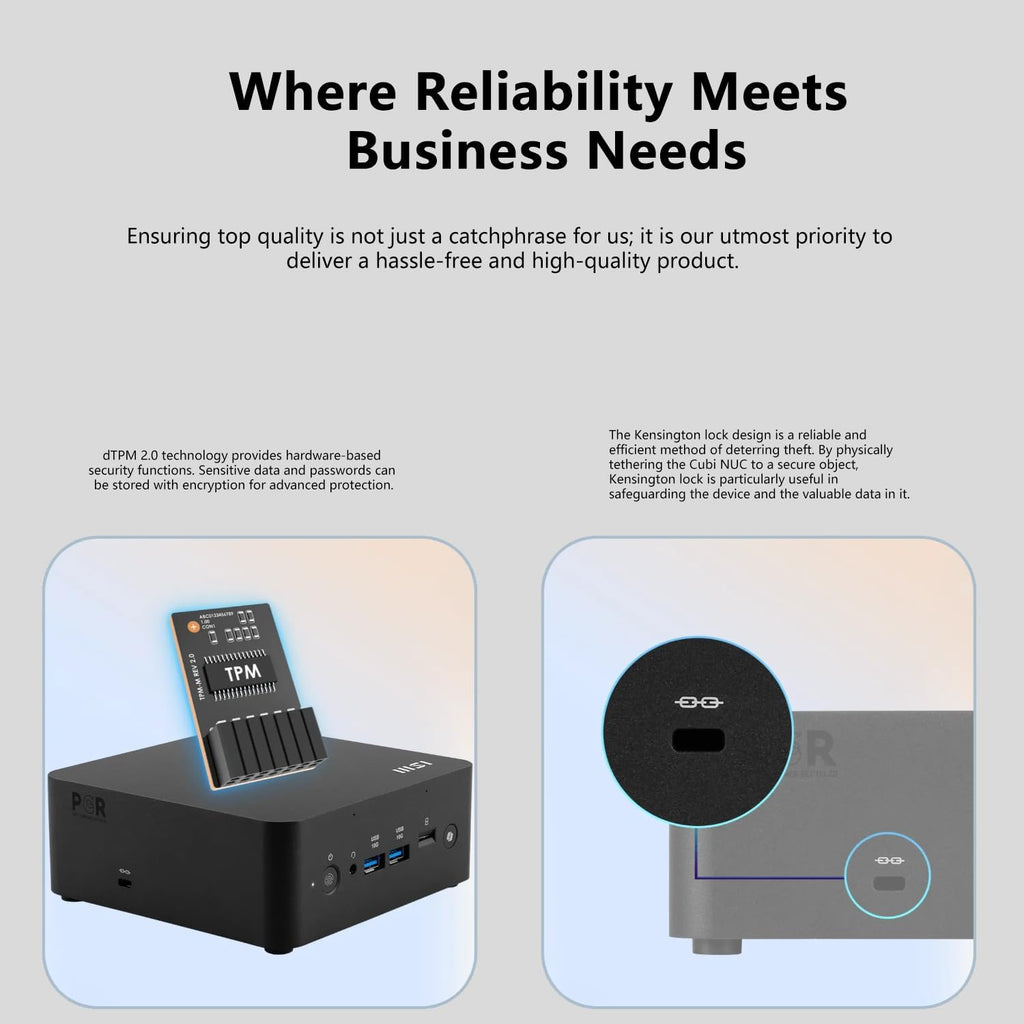 msi Cubi NUC AI Business Mini Desktop, Intel 16-Core Ultra 7 155H, 32GB DDR5, 1TB SSD, Support 4-Display & 4K, 2 x Thunderbolt 4, 2 x HDMI, Dual 2.5G LAN, Wi-Fi 6E, Windows 11 Pro, Black