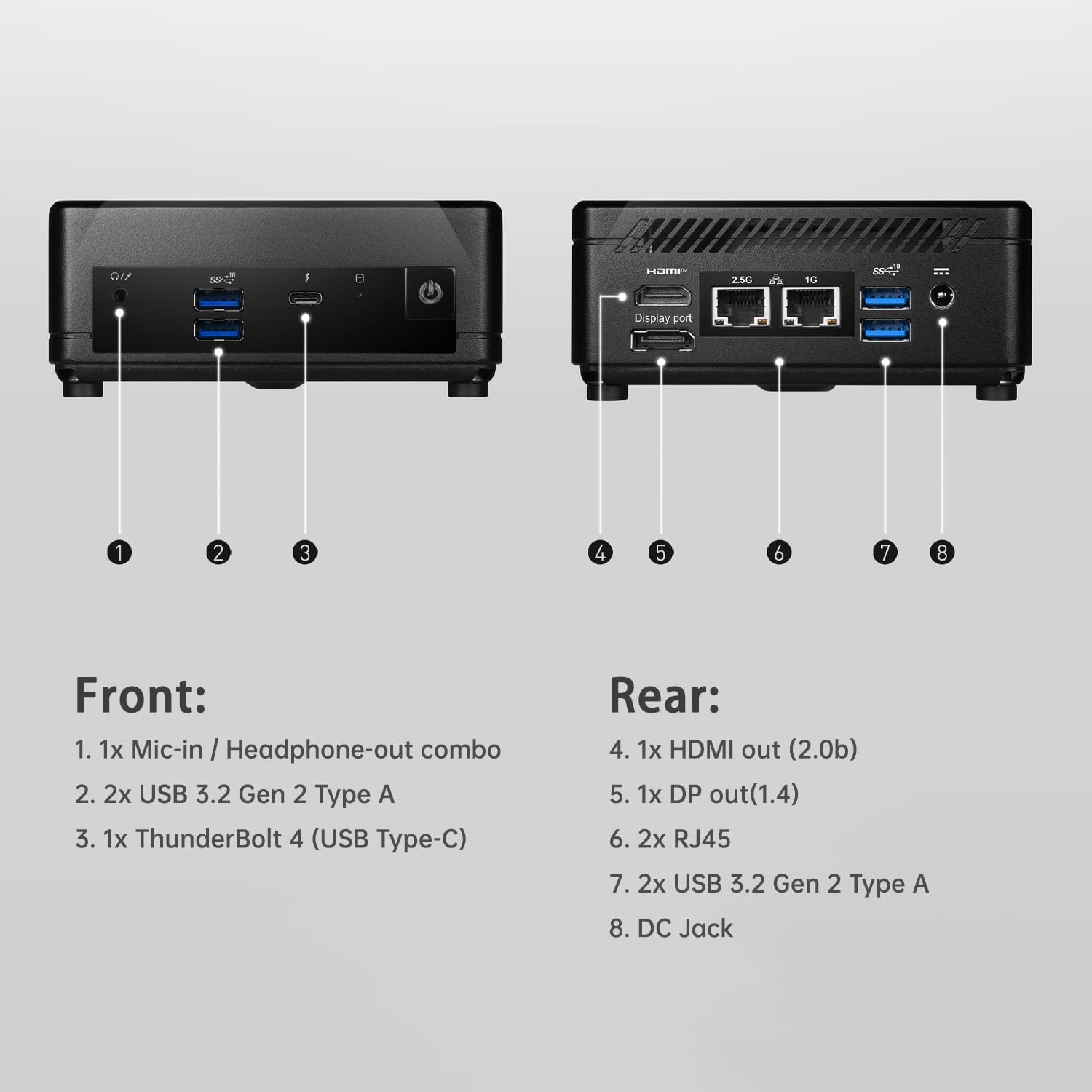 msi Cubi NUC AI Business Mini Desktop, Intel 16-Core Ultra 7 155H, 32GB DDR5, 1TB SSD, Support 4-Display & 4K, 2 x Thunderbolt 4, 2 x HDMI, Dual 2.5G LAN, Wi-Fi 6E, Windows 11 Pro, Black