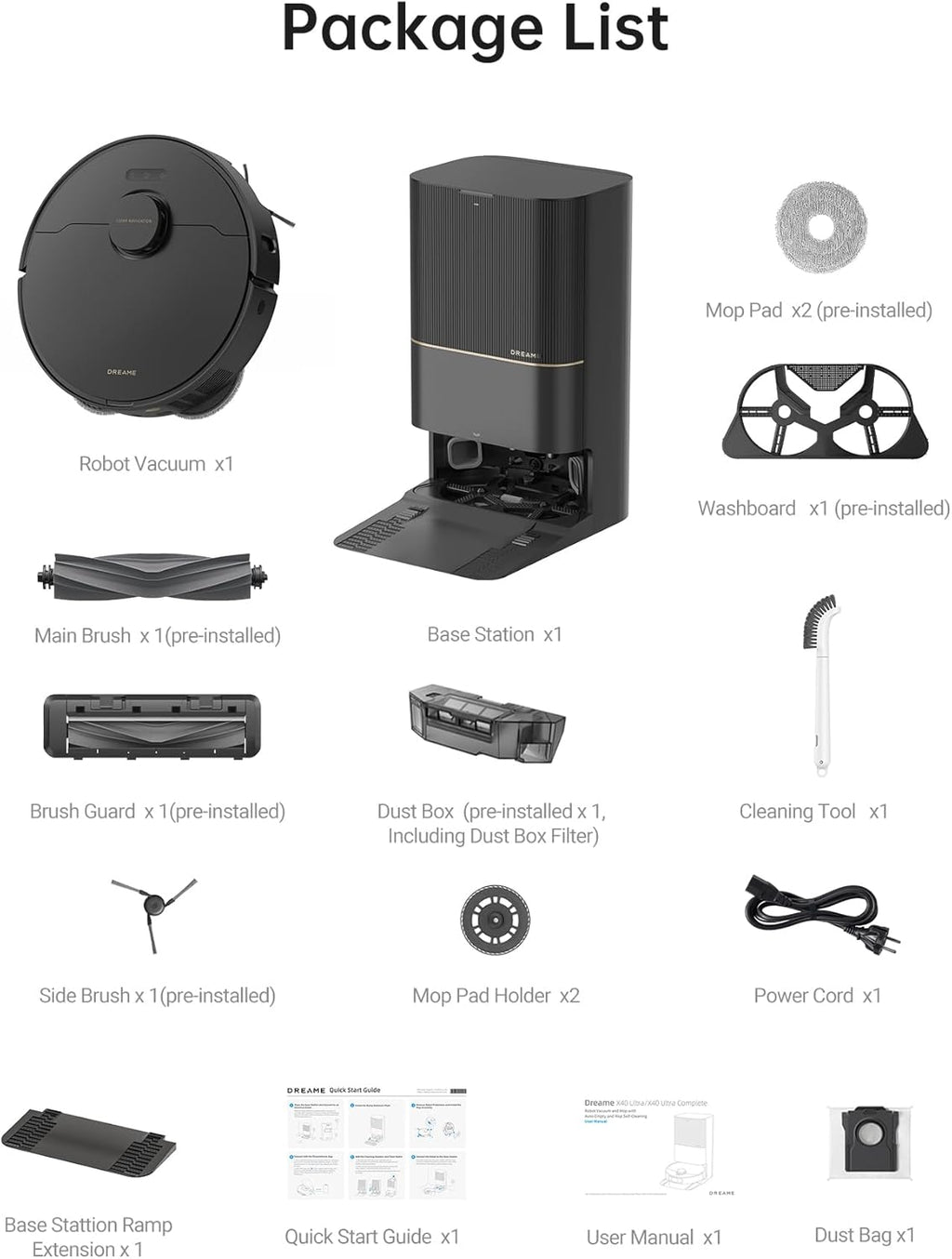 Dreame X40 Ultra Robot Vacuum with 12,000Pa Suction, Liftable Mop, Self-Cleaning & Auto-Empty