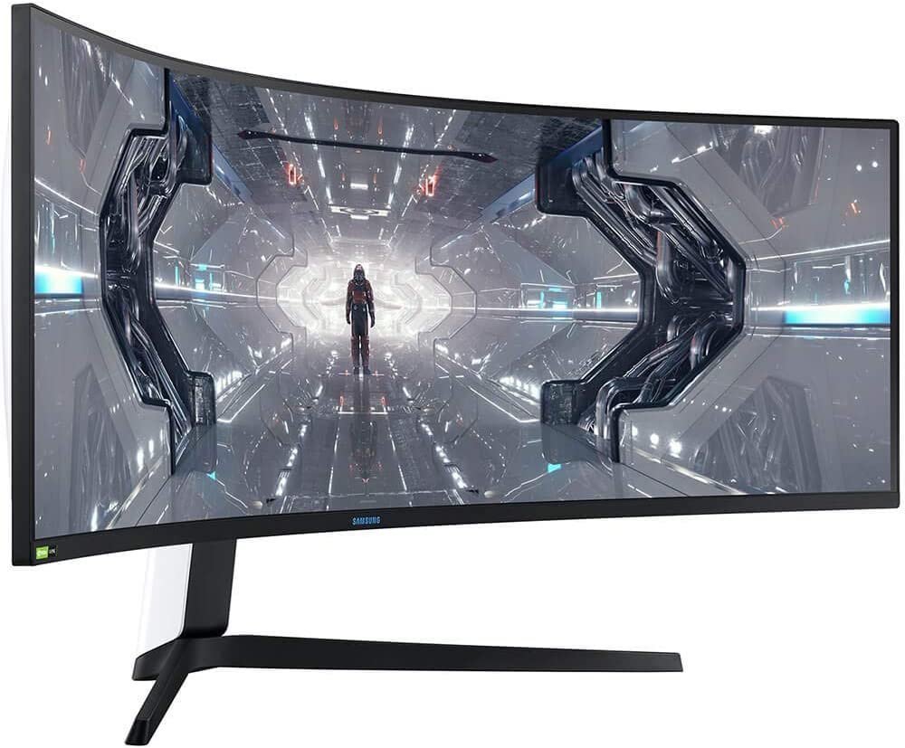 SAMSUNG 49” Odyssey G9 Gaming Monitor, 1000R Curved Screen, QLED, Dual QHD Display, 240Hz, NVIDIA G-SYNC and FreeSync Premium Pro, LC49G95TSSNXZA, Black