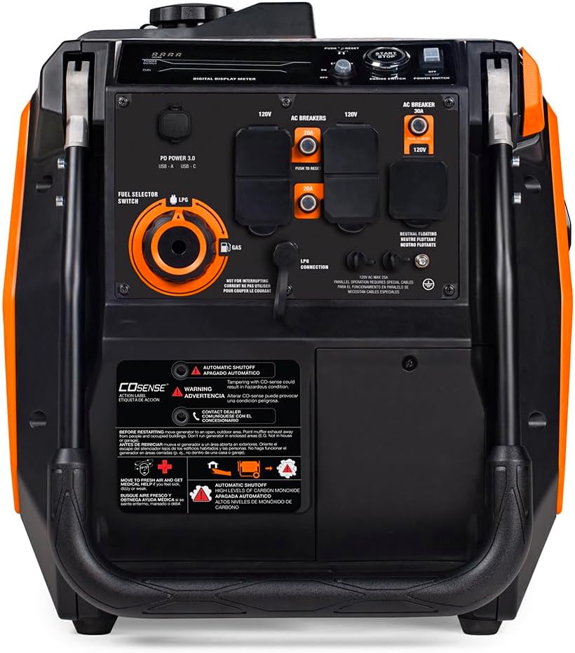 Generac 3,300-Watt Gas Powered Portable Inverter Generator – Lightweight and Compact