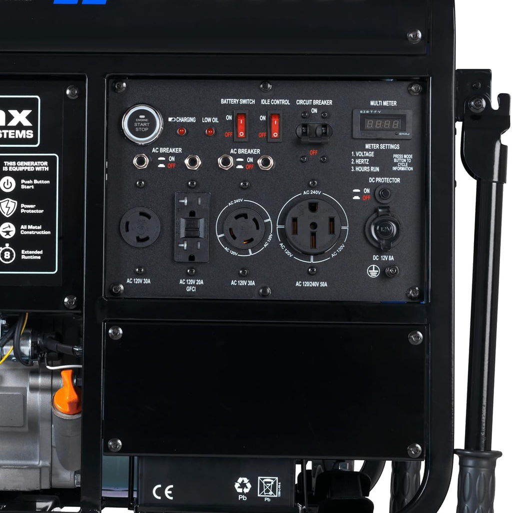 DuroMax XP13000EH 13,000-Watt Dual Fuel Portable Generator – Gas & Propane, Electric Start