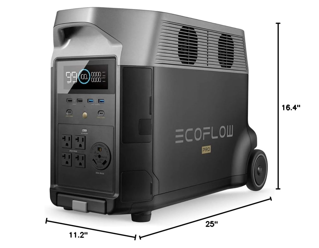 EF ECOFLOW Portable Power Station 3600Wh DELTA Pro, 120V AC Outlets x 5, 3600W, 2.7H Fast Charge, Lifepo4 Power Station