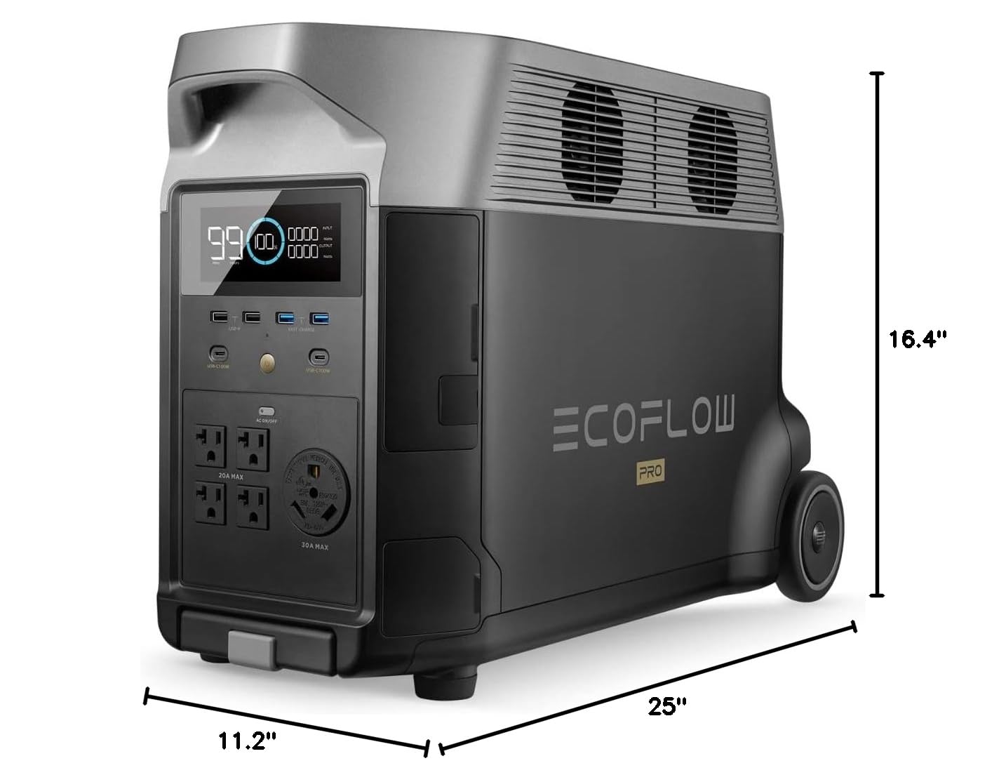 EF ECOFLOW Portable Power Station 3600Wh DELTA Pro, 120V AC Outlets x 5, 3600W, 2.7H Fast Charge, Lifepo4 Power Station